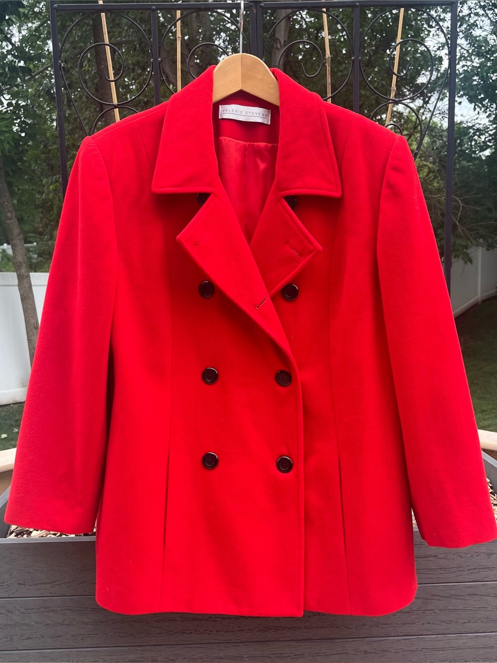 Valerie Stevens Red Wool & Angora Rabbit Hair Blend Peacoat Size 14 *Flaws*